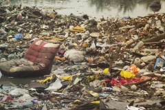 Pile of abandoned garbage in nature