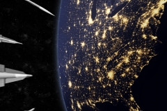 Approaching nuclear missiles attacking the US
